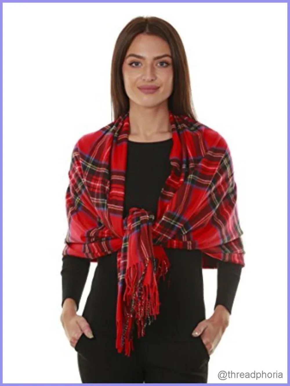 Large Tartan Checked Cashmere Feel Shawl Blanket Scarf 80